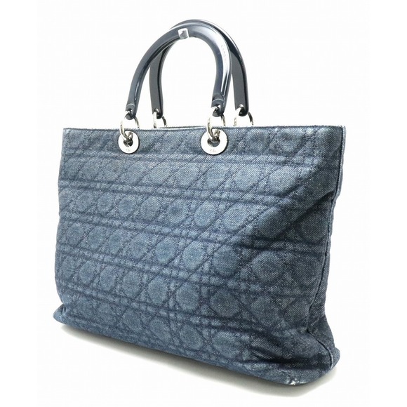 Dior Blue Denim Tote Christian  Cannage Blue Bag Charm - Picture 1 of 9